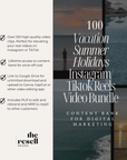 100 Vacation Summer Holidays Instagram/TikTok Reel Videos Content Bank | Aesthetic High Quality Faceless Videos | MRR - theResellBrand