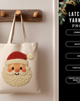 Latch Hook Yarn Santa PNG Clipart | Retro Cozy Christmas Sublimation Design | Vintage Stitch Style Art | POD & Commercial Use