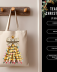 Teacher’s Christmas Tree 300 DPI PNG | Pencil Stack Holiday Sublimation Design | Cozy School Christmas Art Clipart | POD & Commercial Use