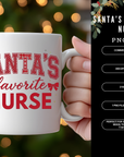 Santa’s Favourite Nurse 300 DPI PNG | Preppy Christmas Sublimation Design | Nurse Holiday Shirt Clipart | POD & Commercial Use