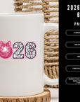 2026 Disco Ball 300 DPI PNG | New Years Eve Sublimation Design | Pink Glitter Party Shirt Art | POD & Commercial Use