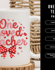 One Loved Teacher 300 DPI PNG | Valentine Teacher Shirt Design | Cute Bow Teacher Sublimation | POD & Commercial Use