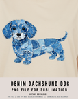 Denim Dachshund 300 DPI PNG | Cute Dachshund Sublimation Design | Blue Jean Dog Clipart | Sausage Dog Art | POD Commercial Use