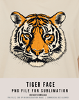 Tiger Face 300 DPI PNG | Fierce Tiger Sublimation Design | Vintage Tiger Head Clipart | Animal Shirt Art | POD Commercial Use