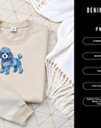 Denim Poodle Dog 300 DPI PNG | Cute Poodle Sublimation Design | Blue Jean Dog Clipart | Pet Shirt Art | POD Commercial Use