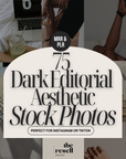 75 Dark Editorial Aesthetic Stock Photos Bundle | Canva Template + PNG Download | PLR + MRR Included | Dark Moody Photo Pack