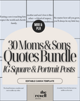 30 Moms & Sons Quotes Canva Template Bundle | IG Post Square and Portrait Sizes | PLR + MRR | Editable Templates | Digital Product