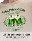 Let the Shenanigans Begin 300 dpi PNG | St Patrick’s Day Shirt | Irish Beer Design | Retro Vintage Sublimation Clipart