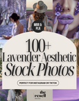 100+ Lavender Purple Aesthetic Stock Images | PNG Files Editable Canva Template | PLR + MRR | Faceless Floral Food Scenery Photo Bundle