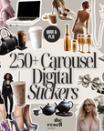 250+ Aesthetic Carousel Stickers for Instagram | PLR + MRR | Digital PNG Sticker Bundle for Social Media & Content Creators | Canva Template
