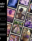 100+ Lavender Purple Aesthetic Stock Images | PNG Files Editable Canva Template | PLR + MRR | Faceless Floral Food Scenery Photo Bundle