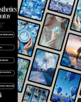 65+ Blue Aesthetic Stock Images Bank | PNG Files Editable Canva Template | PLR + MRR | Faceless Floral Food Scenery Photo Bundle