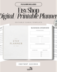 Etsy Shop Digital Printable Planner Canva Template | 43 Page Minimal Neutral Aesthetics PLR MRR | Digital Etsy Business Organizer for Sellers