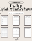 Etsy Shop Digital Printable Planner Canva Template | 43 Page Minimal Neutral Aesthetics PLR MRR | Digital Etsy Business Organizer for Sellers