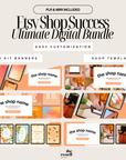Etsy Digital Shop Starter Bundle | 10 PLR & MRR Digital Products – Banners, Mockups, eBooks, Templates | Canva Editable