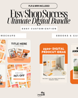 Etsy Digital Shop Starter Bundle | 10 PLR & MRR Digital Products – Banners, Mockups, eBooks, Templates | Canva Editable