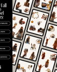 70+ Cozy Fall Boho Stickers For Instagram Carousel & Posts | Canva | Autumn Social Media Pack | PLR MRR Digital Stickers Commercial Use