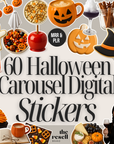 60 Halloween Carousel Digital Stickers | Canva Carousel Templates | Spooky Social Media Bundle | PLR & MRR Stickers for Commercial Use