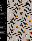 60 Halloween Carousel Digital Stickers | Canva Carousel Templates | Spooky Social Media Bundle | PLR & MRR Stickers for Commercial Use