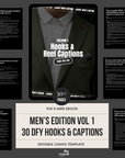 Men's Edition Vol 1: 30 DFY Reels Hooks & Captions | Instagram Digital Marketing | MRR & PLR| Canva Editable