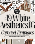 49 White Cozy Aesthetic Instagram Carousel Templates Canva | PLR MRR | Editable Social Media Templates for IG Coaches,Brands, Influencers
