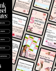 100 Pink Aesthetic Instagram Carousel Templates | Canva Editable | Cozy Social Media Kit | PLR + MRR Included | IG Content Templates