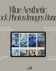 65+ Blue Aesthetic Stock Images Bank | PNG Files Editable Canva Template | PLR + MRR | Faceless Floral Food Scenery Photo Bundle