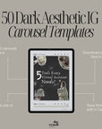 50 Dark Aesthetic Instagram Carousel Templates Canva | PLR + MRR Included | Editable Social Media Templates for IG Coaches + Brands