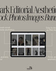 75 Dark Editorial Aesthetic Stock Photos Bundle | Canva Template + PNG Download | PLR + MRR Included | Dark Moody Photo Pack