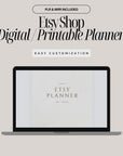 Etsy Shop Digital Printable Planner Canva Template | 43 Page Minimal Neutral Aesthetics PLR MRR | Digital Etsy Business Organizer for Sellers