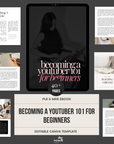 Becoming a Youtuber 101 for Beginners | 40+ Pages Digital Marketing eBook| Master Resell Rights (MRR)| PLR | Canva Editable eBook