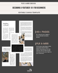 Becoming a Youtuber 101 for Beginners | 40+ Pages Digital Marketing eBook| Master Resell Rights (MRR)| PLR | Canva Editable eBook