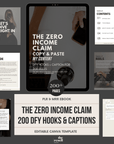 Zero Income Claim: 200 DFY Reels Hooks & Captions | Instagram Digital Marketing | MRR & PLR| Canva Editable - theResellBrand