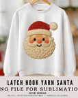 Latch Hook Yarn Santa PNG Clipart | Retro Cozy Christmas Sublimation Design | Vintage Stitch Style Art | POD & Commercial Use