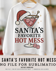 Santa’s Favourite Hot Mess 300 DPI High Res PNG | Funny Preppy Christmas Sublimation Design | Holiday Shirt Clipart | POD & Commercial Use