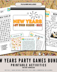 New Years Eve Party Games Bundle Canva PDF Printable | 4 Fun NYE Games Kids & Adults | Trivia, Icebreakers, Activities | Instant Download