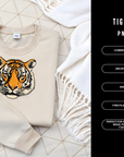 Tiger Face 300 DPI PNG | Fierce Tiger Sublimation Design | Vintage Tiger Head Clipart | Animal Shirt Art | POD Commercial Use