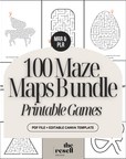 100 Maze Maps Bundle | Canva Editable + PDF | Printable Puzzle Games Pages for Kids & Adults | PLR + MRR License for Resell | Kindle KDP