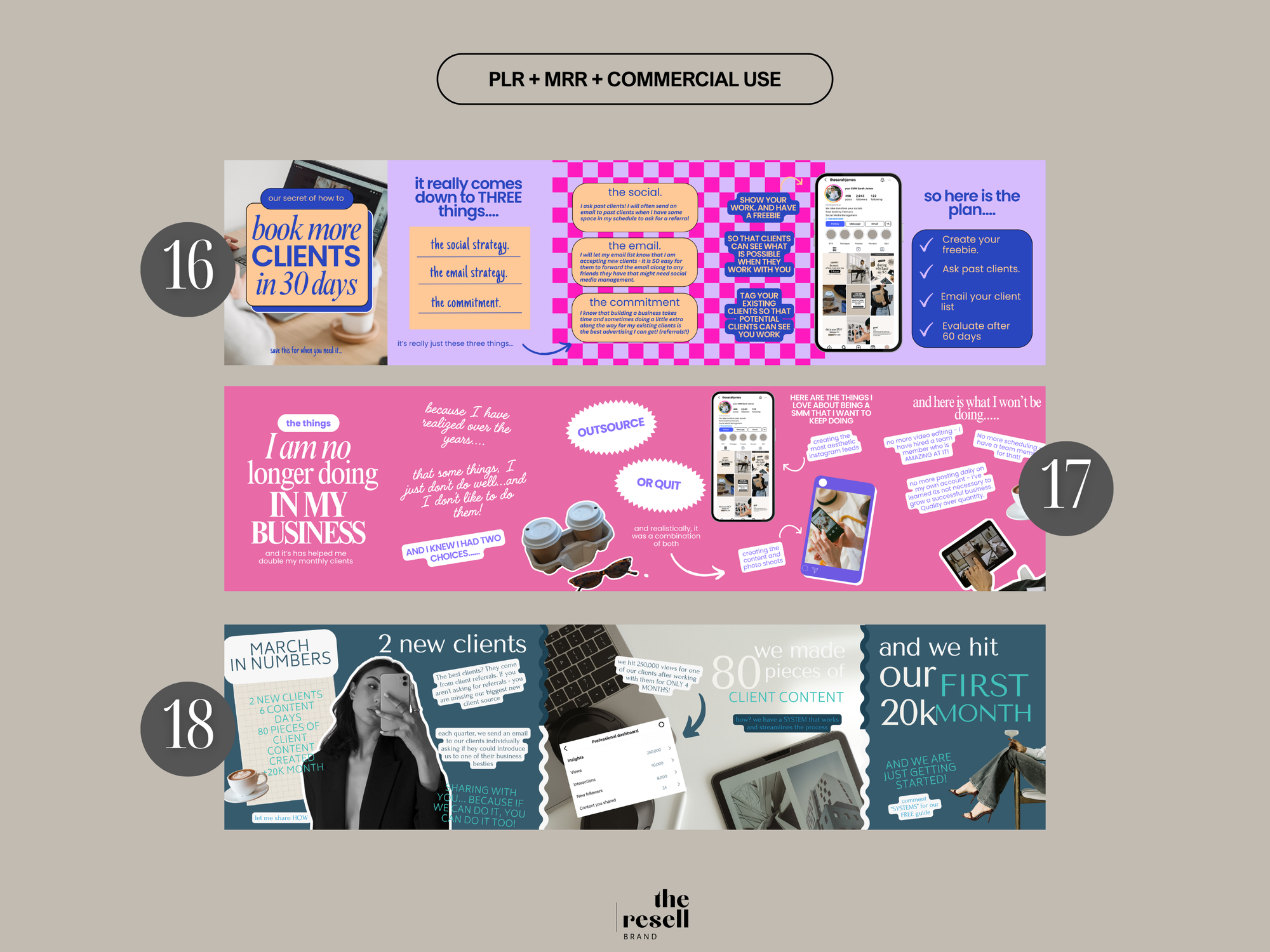 18 Seamless Scrapbook Carousel Templates | Canva Instagram Post Kit | Aesthetic Social Media Templates | PLR &amp; MRR Commercial Use