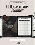 Halloween Party Planner Canva Template | 32 Page Printable PDF w/ Trackers, Checklists | PLR MRR Digital Halloween Organizer