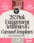 282 Pink Engagement Carousel Templates | Cozy Aesthetics Canva IG Content Kit | PLR MRR | Editable Social Media Templates | Digital Download