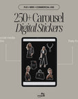 250+ Aesthetic Carousel Stickers for Instagram | PLR + MRR | Digital PNG Sticker Bundle for Social Media & Content Creators | Canva Template