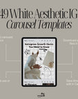 49 White Cozy Aesthetic Instagram Carousel Templates Canva | PLR MRR | Editable Social Media Templates for IG Coaches,Brands, Influencers