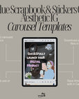 85 Blue Sticker Scrapbook Carousel Templates | Canva Editable IG Kit | Cozy Aesthetic Content | PLR + MRR Included | Digital Download
