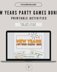 New Years Eve Party Games Bundle Canva PDF Printable | 4 Fun NYE Games Kids & Adults | Trivia, Icebreakers, Activities | Instant Download
